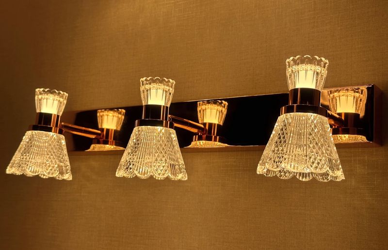 Aurum Prism Vanity Light Brushed Brass &amp; Cut Glass Cone Series
