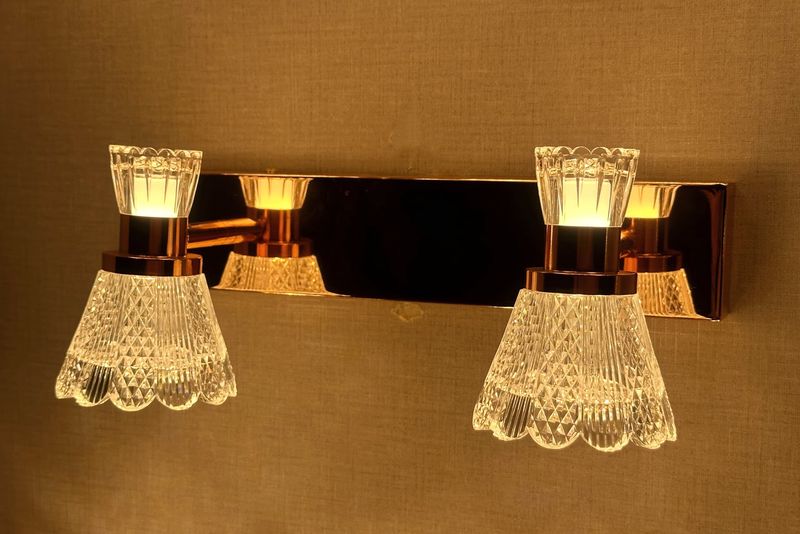 Aurum Prism Vanity LightBrushed Brass &amp; Cut Glass Cone Series