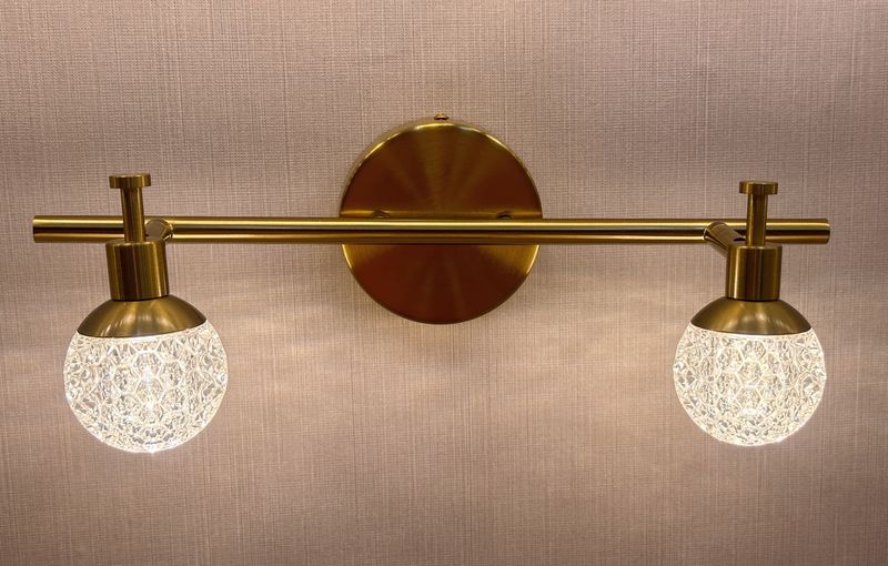 Luna Sphere Vanity LightBrushed Brass &amp; Etched Globe Series