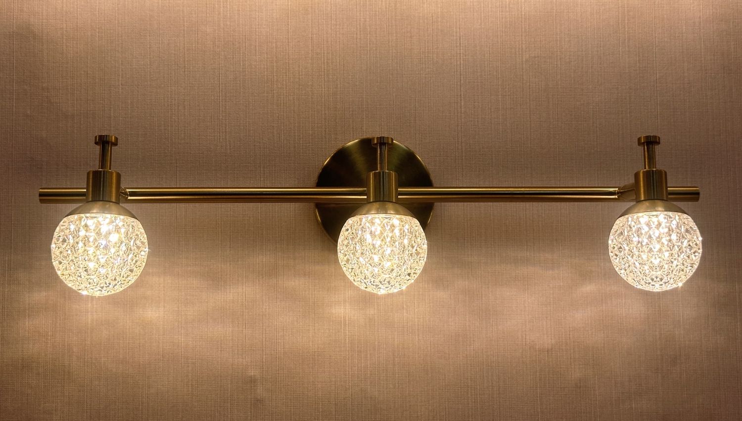 Luna Sphere Vanity Light  Brushed Brass &amp; Etched Globe Series
