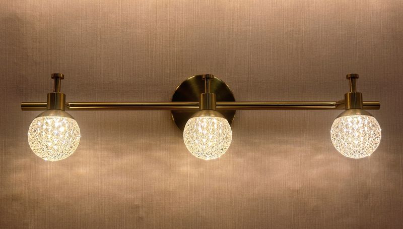 Luna Sphere Vanity Light  Brushed Brass &amp; Etched Globe Series