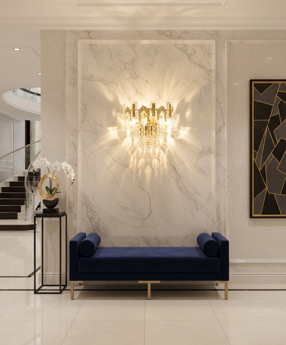 Aurelia Regent: Blade &amp; Prism Crystal Chandelier Wall