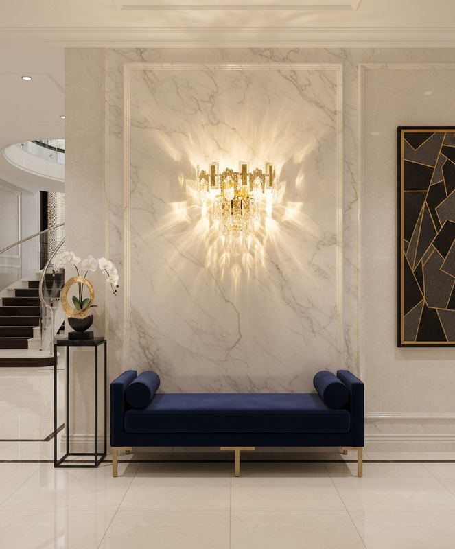 Aurelia Regent: Blade &amp; Prism Crystal Chandelier Wall