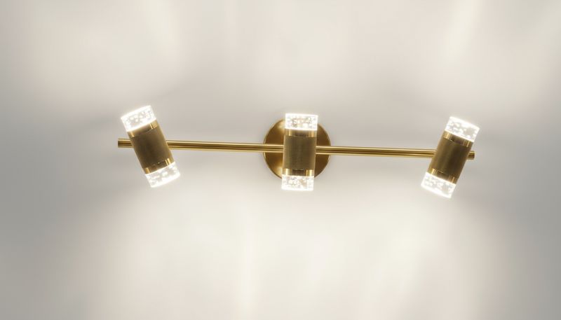 Aurum Beam Vanity Light– Brushed Brass &amp; Crystal Cylinder Series