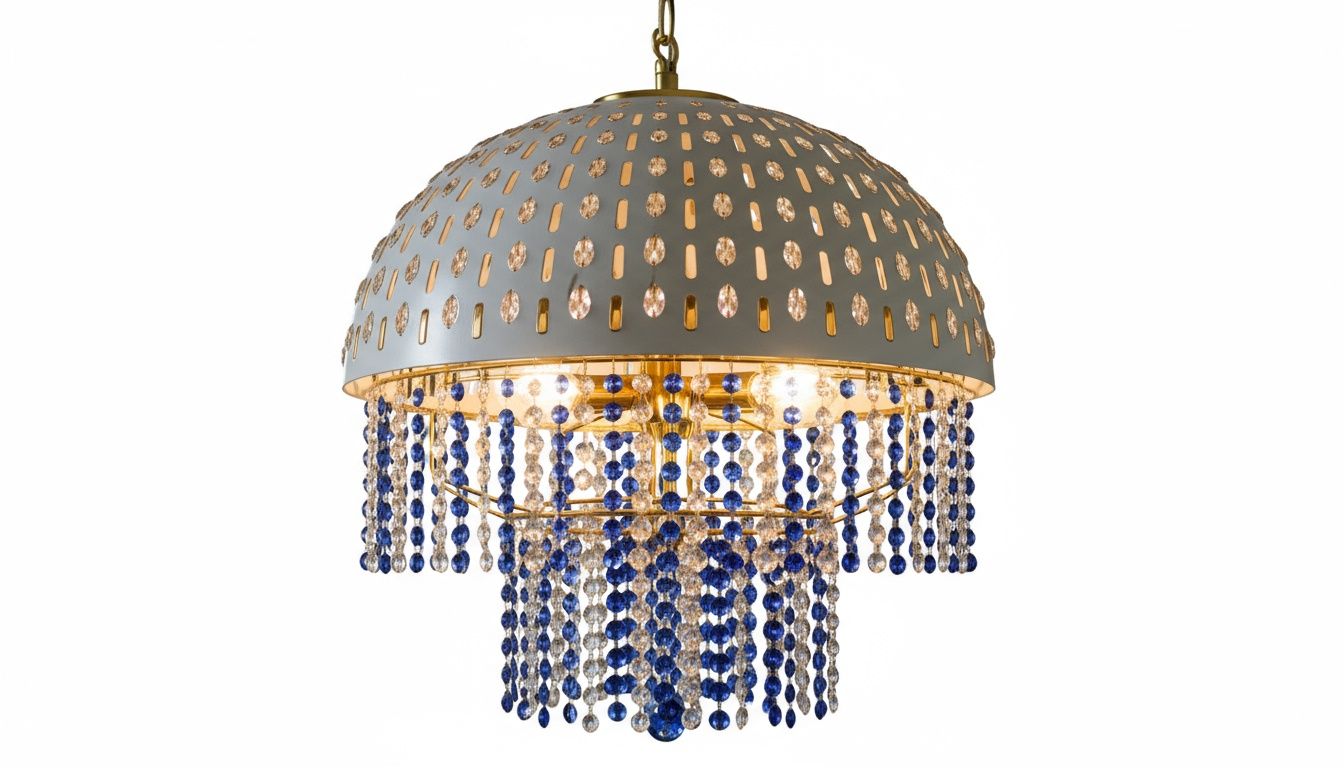 Blue Cascade; Crystal Dome Chandelier