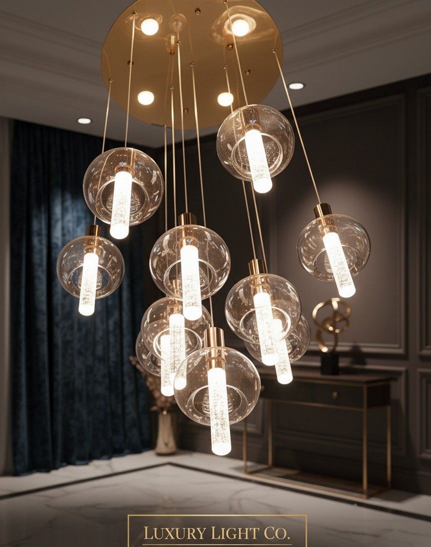 CELESTIA DROP  Globe &amp; Rod Crystal Chandelier