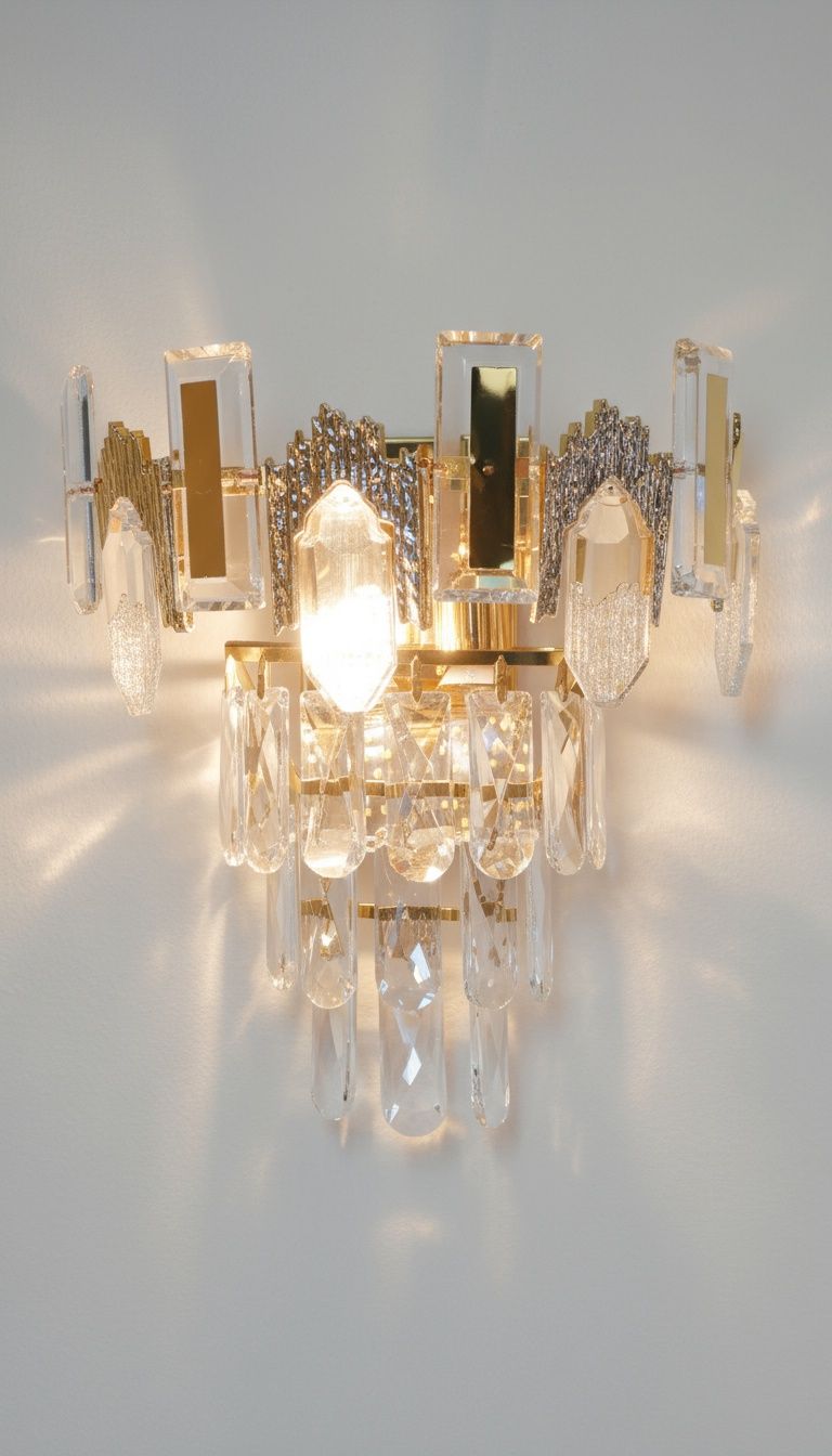 Aurelia Regent: Blade &amp; Prism Crystal Chandelier Wall