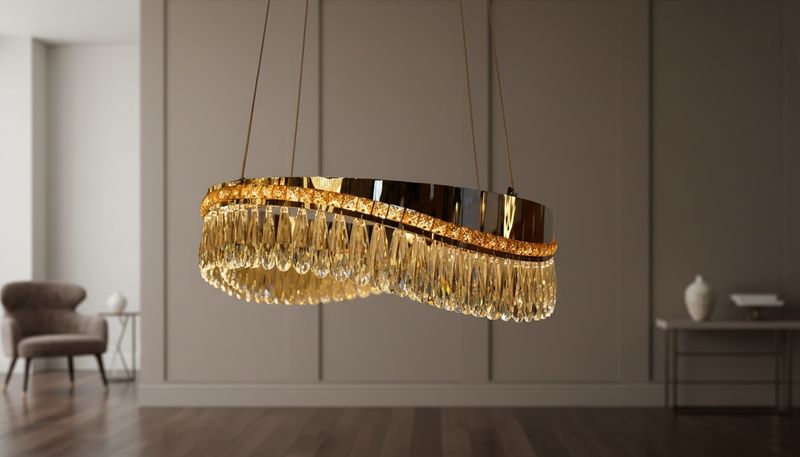 Elegant Wave: Crystal Ring Chandelier - Medium