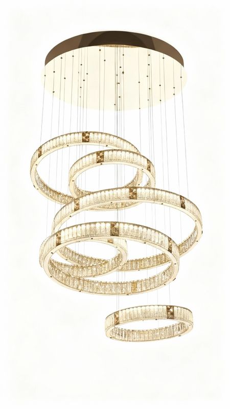 Grand Spiral Multi-Ring Crystal Chandelier
