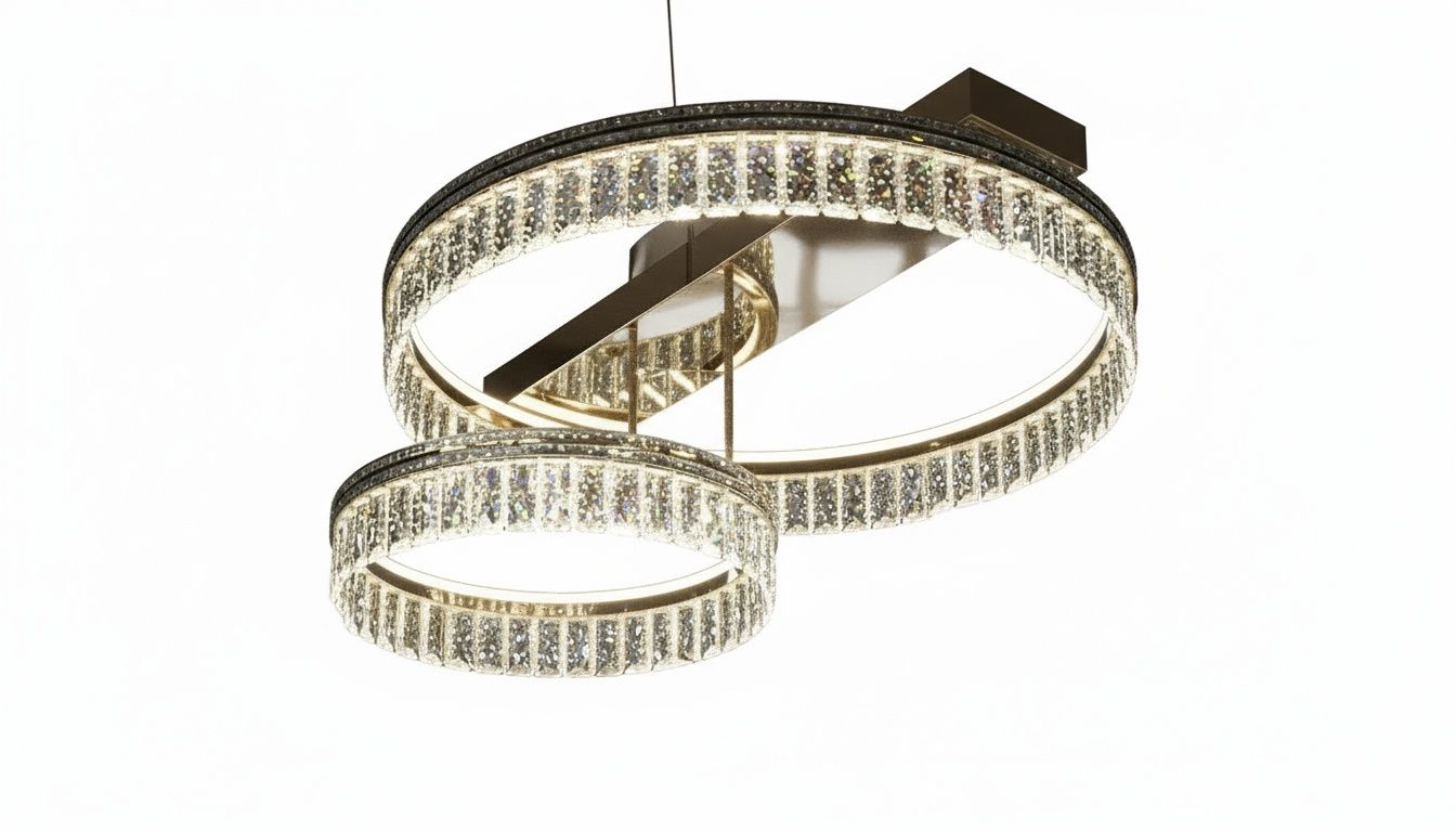 Interlocking Crystal Ring Flush Chandelier