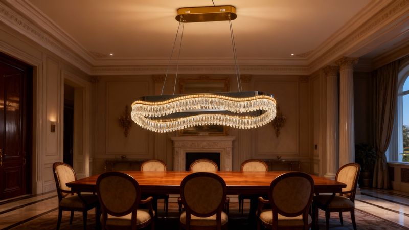 Modern Wave: Linear Crystal Chandelier - Medium, Slim