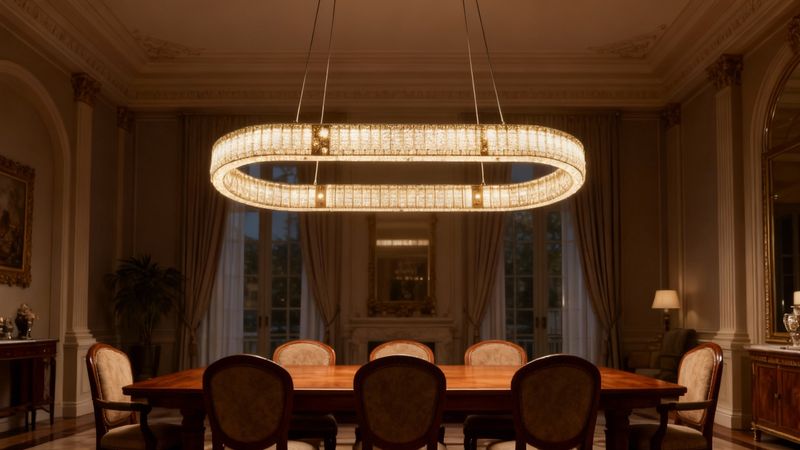 Modern Crystal Oval Chandelier
