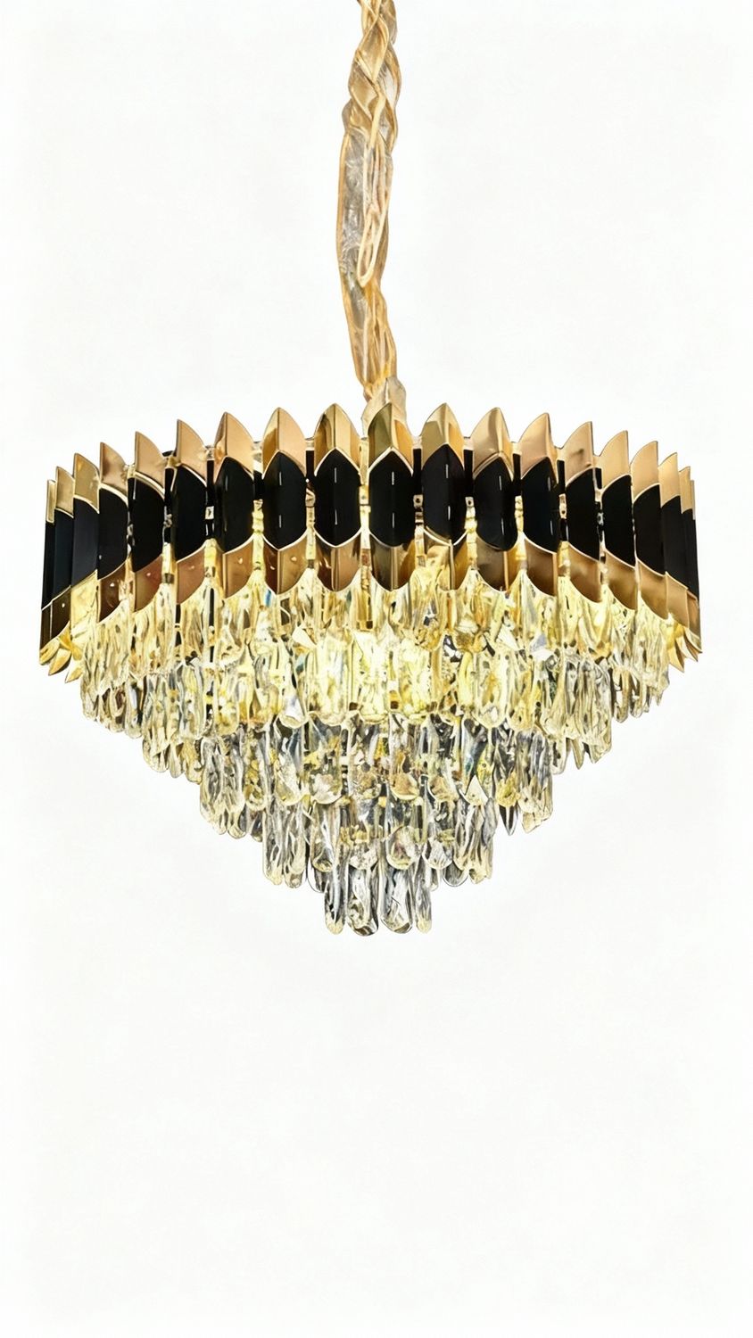 Noir Royale Black and Gold Crown Chandelier