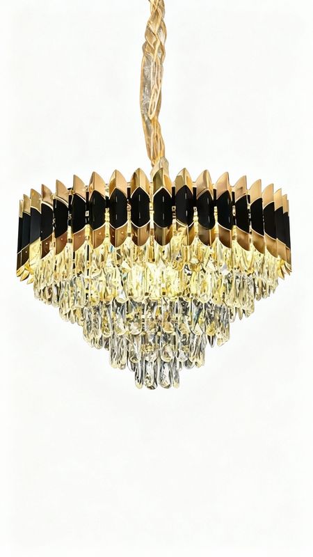 Noir Royale Black and Gold Crown Chandelier
