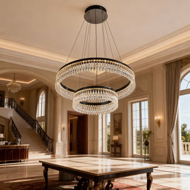 Sculptural Dual-Wave: Crystal Chandelier - Large