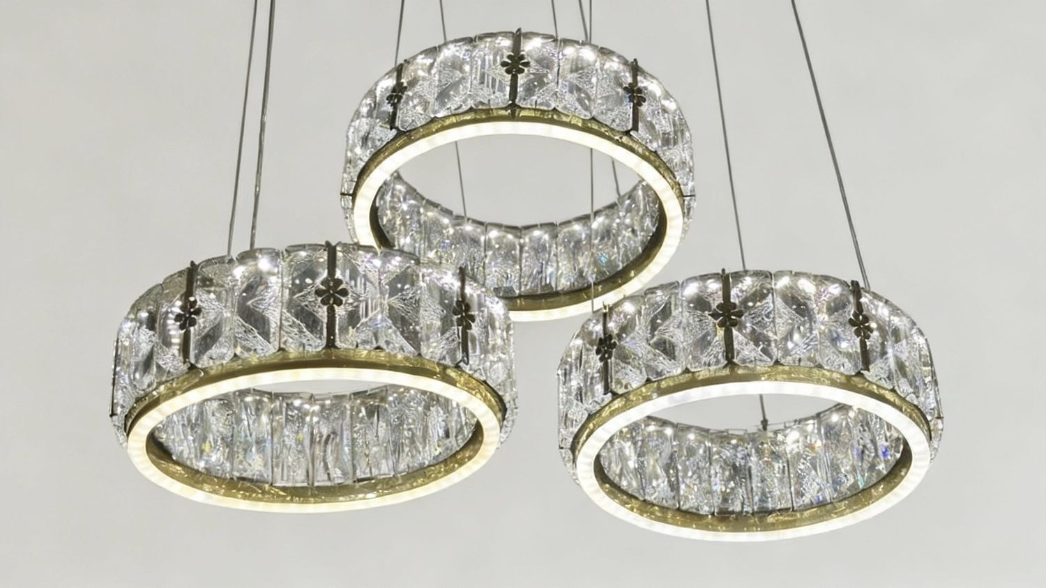 Tri-Ring Crystal Halo Chandelier