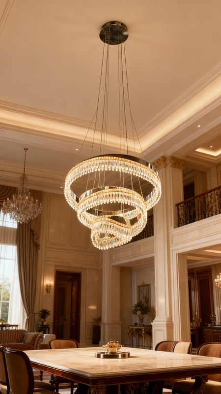 Triple-Wave: Crystal Ring Chandelier - Oversized