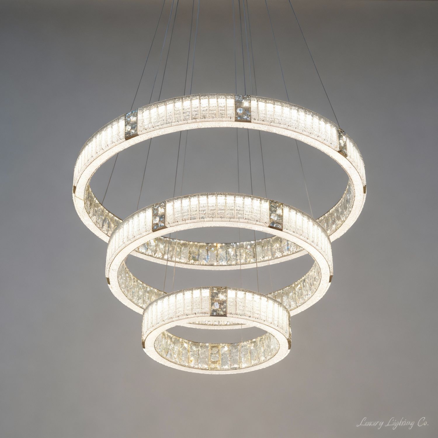 Triple-Ring Crystal Chandelier