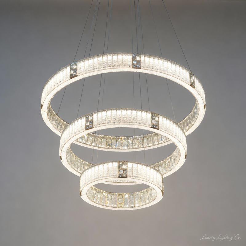 Triple-Ring Crystal Chandelier