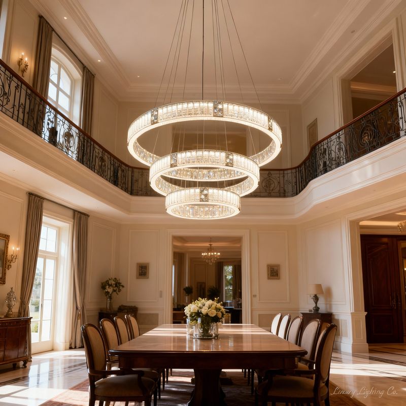 Triple-Ring Crystal Chandelier