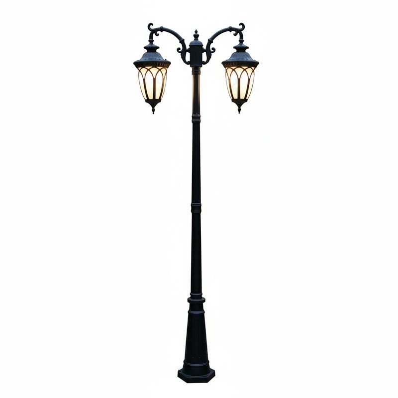Heritage Twin Lantern Iron Lamp Post – Understated Elegance with Vintage Soul