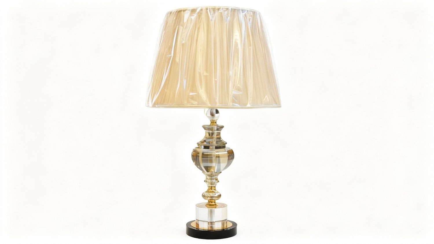 Crystal Column Table Lamp with Pleated Shade