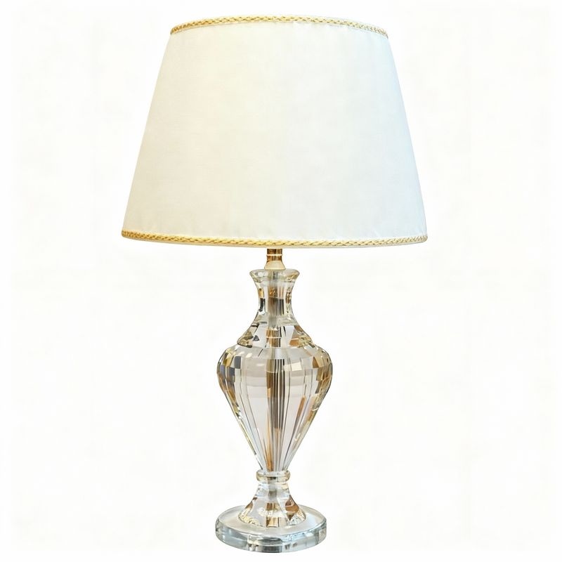 Crystal &amp; Gold Table Lamp with Pleated Shade