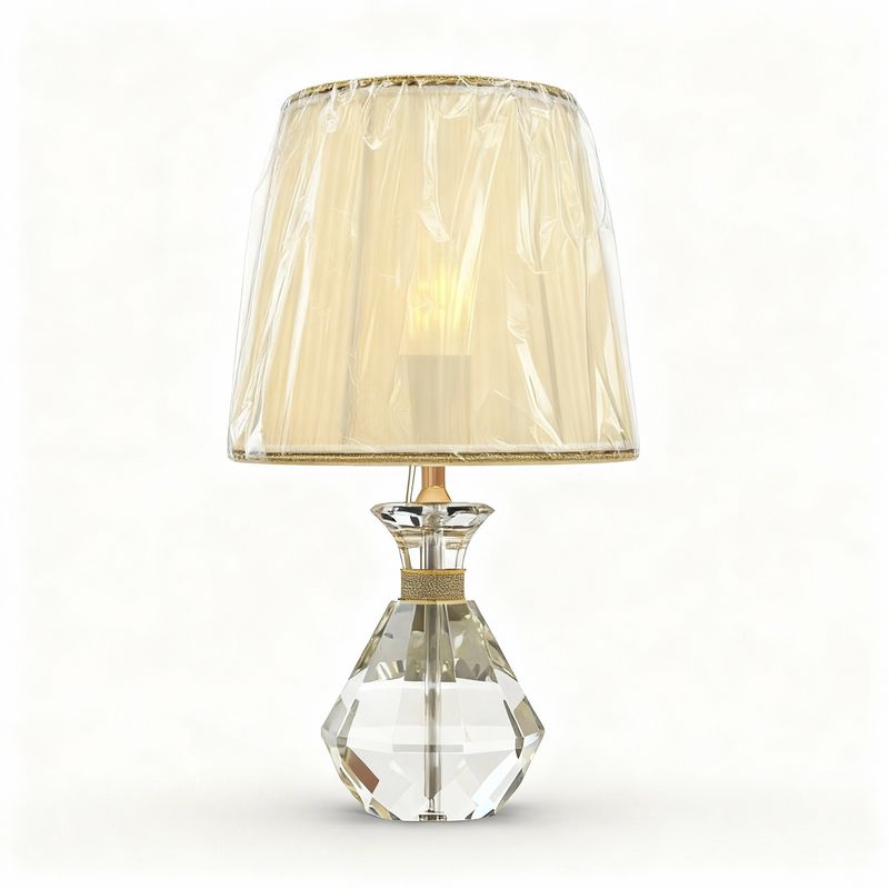 Faceted Crystal Prism Lamp with Gold-Trimmed Shade