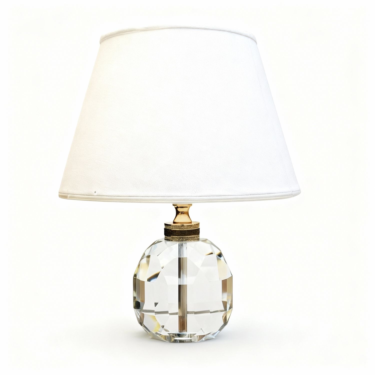 Ornate Crystal Globe Lamp with Embroidered Shade-