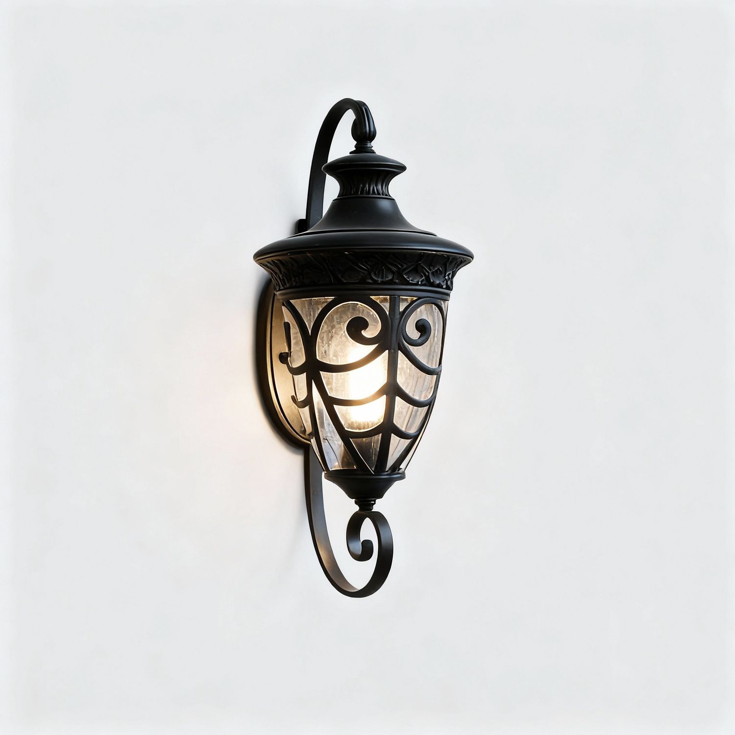 Baroque Scroll Wall Lantern – Midnight Iron Edition