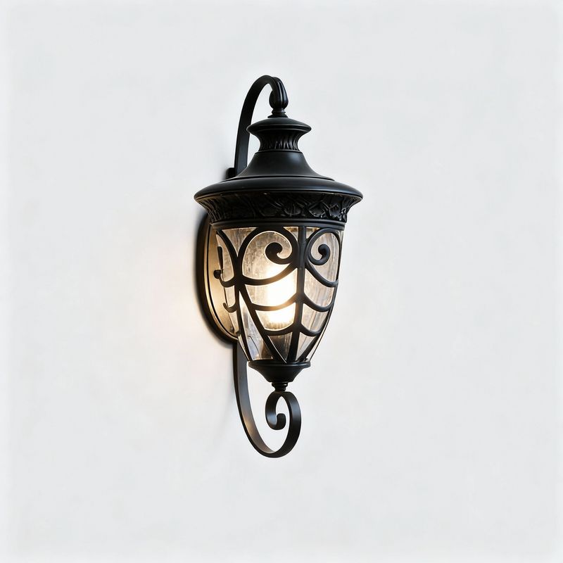 Baroque Scroll Wall Lantern Midnight Iron Edition