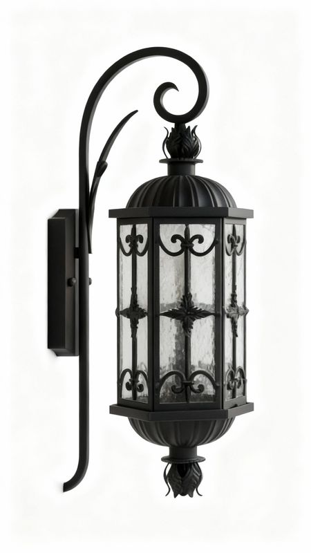 Celeste Noir Twin Lantern Street Lamp – Gothic Iron &amp; Clear Glass Grandeur