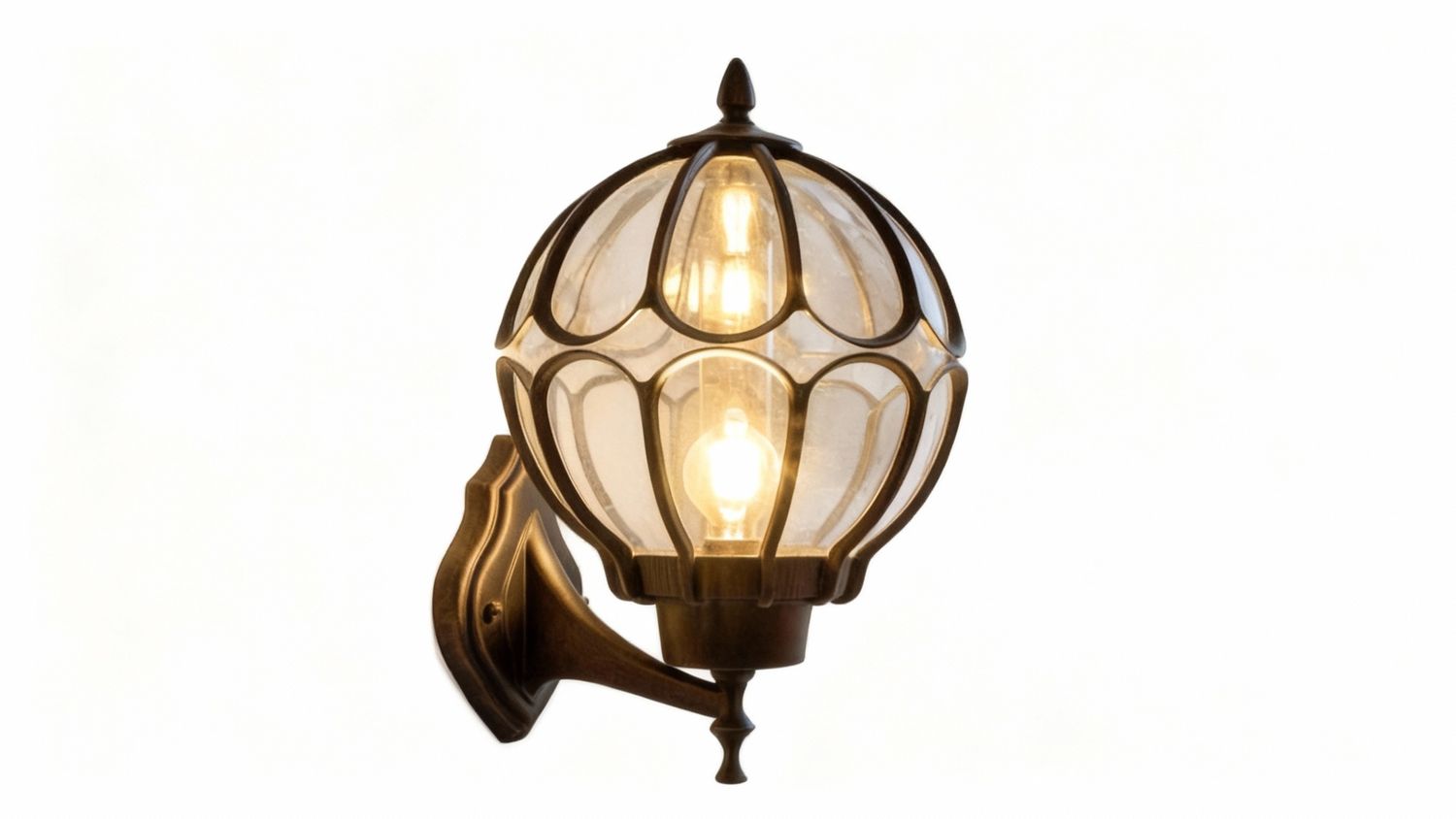 Cambridge Globe Lantern –- Wrought Iron &amp; Amber Glass