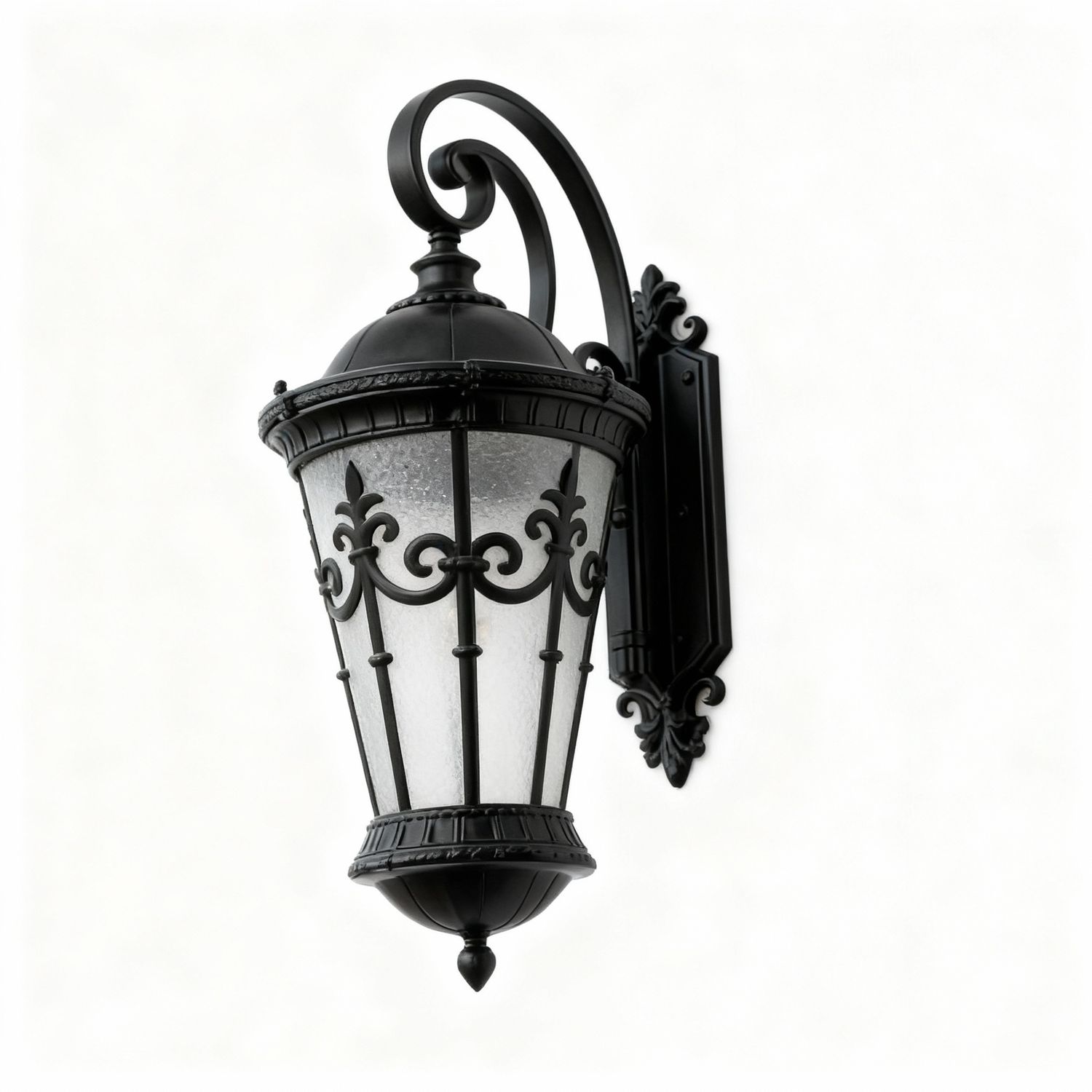 Golden Scroll Twin Lantern Street Lamp –-- Vintage Iron Elegance