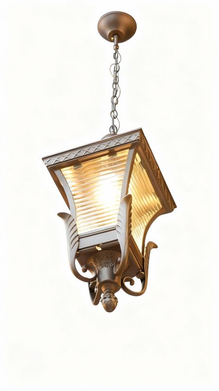 Kyoto Hanging Lantern – Bronze Finish with Ribbed Glass