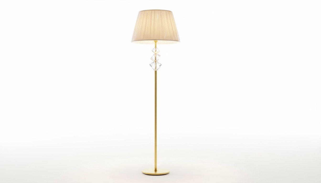 Swan-Inspired Crystal Floor Lamp with Gold Stem