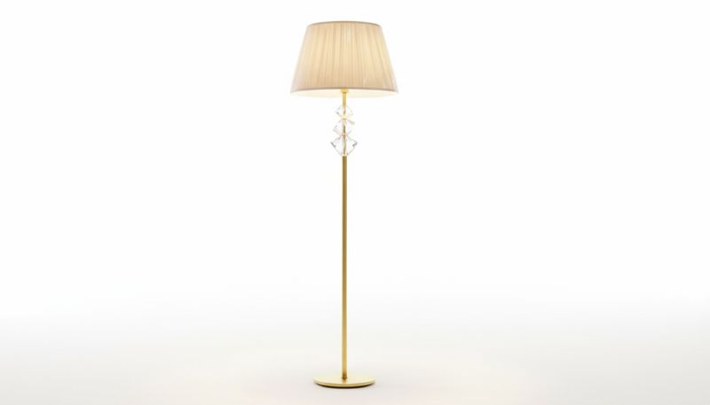 Swan-Inspired Crystal Floor Lamp with Gold Stem