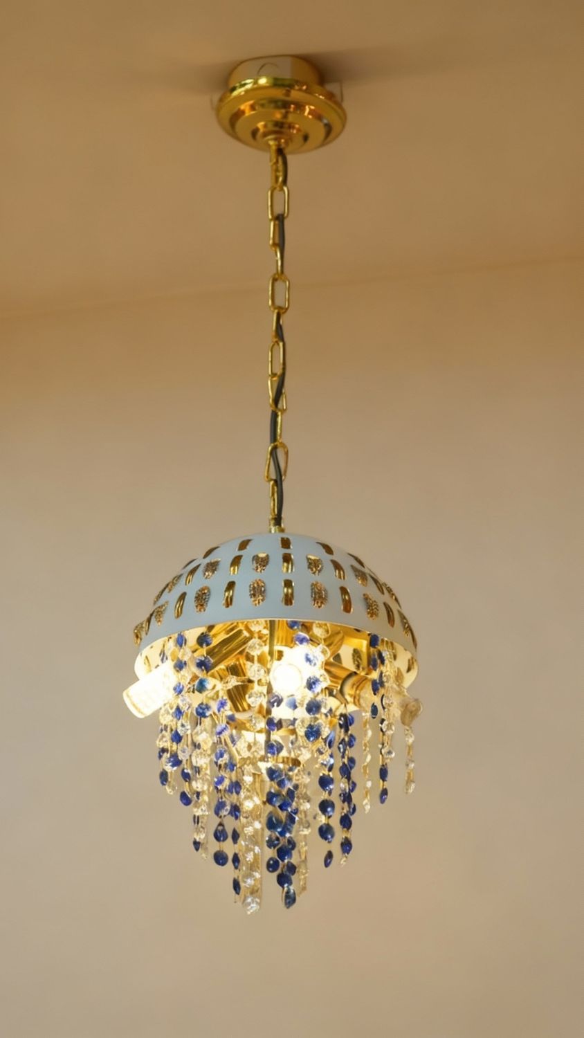 Blue Cascade Crystal Dome Chandelier