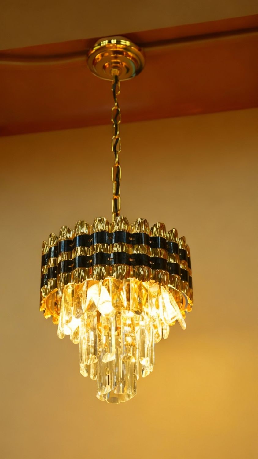 Noir Royale: Black &amp; Gold Crown Chandelier