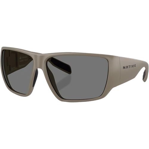Native Eyewear Men&#39;s XD9047 Sightcaster II Rectangular Sunglasses, Matte Desert Tan/Grey Polarized, 64 Mm