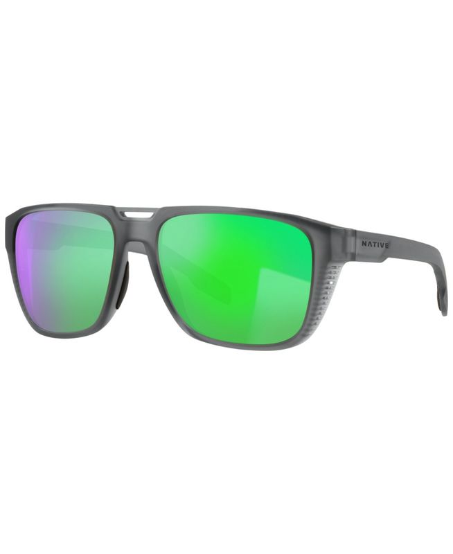 Native Mammoth Unisex Matte Smoke Crystal Frame Green Lens Polarized Sunglasses
