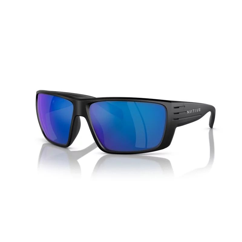 Native Griz Unisex Matte Black Frame Blue Lens Polarized Sunglasses