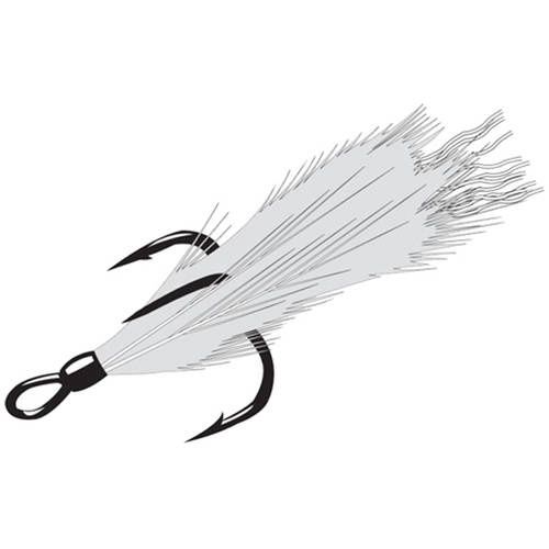 Feather Treble Hook, Color: White / Red, Size: 6/0