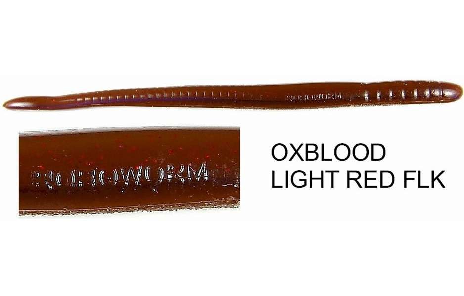 6in FAT WORM / 8 PACK, Color: OXBLOOD LIGHT/RED FLAKE