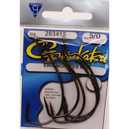 Extra Wide Gap Monster Single Worm Hooks 4pk, Size: 6/0