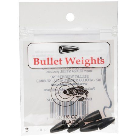 Bullet Weights Painted Bullet Weight W/Zip Lock Bag, Black, 1/8 Oz, BWP18 BLK