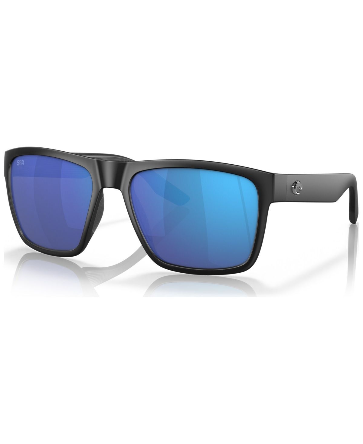 Costa Del Mar Paunch XL 580P Polarized Sunglasses in Matte Black Frame/Blue Mirror Lens
