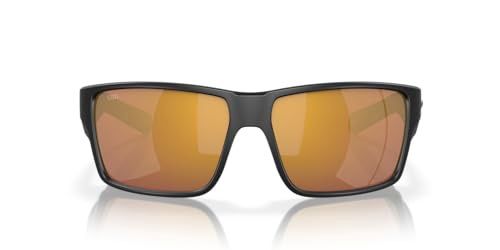 Costa Del Mar Reefton Pro 580G Polarized Sunglasses in Matte Black Frame/Gold Mirror Lens