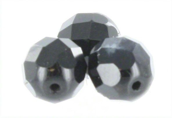 Top Brass Glass Bead 10mm Black - PBG-010AJB