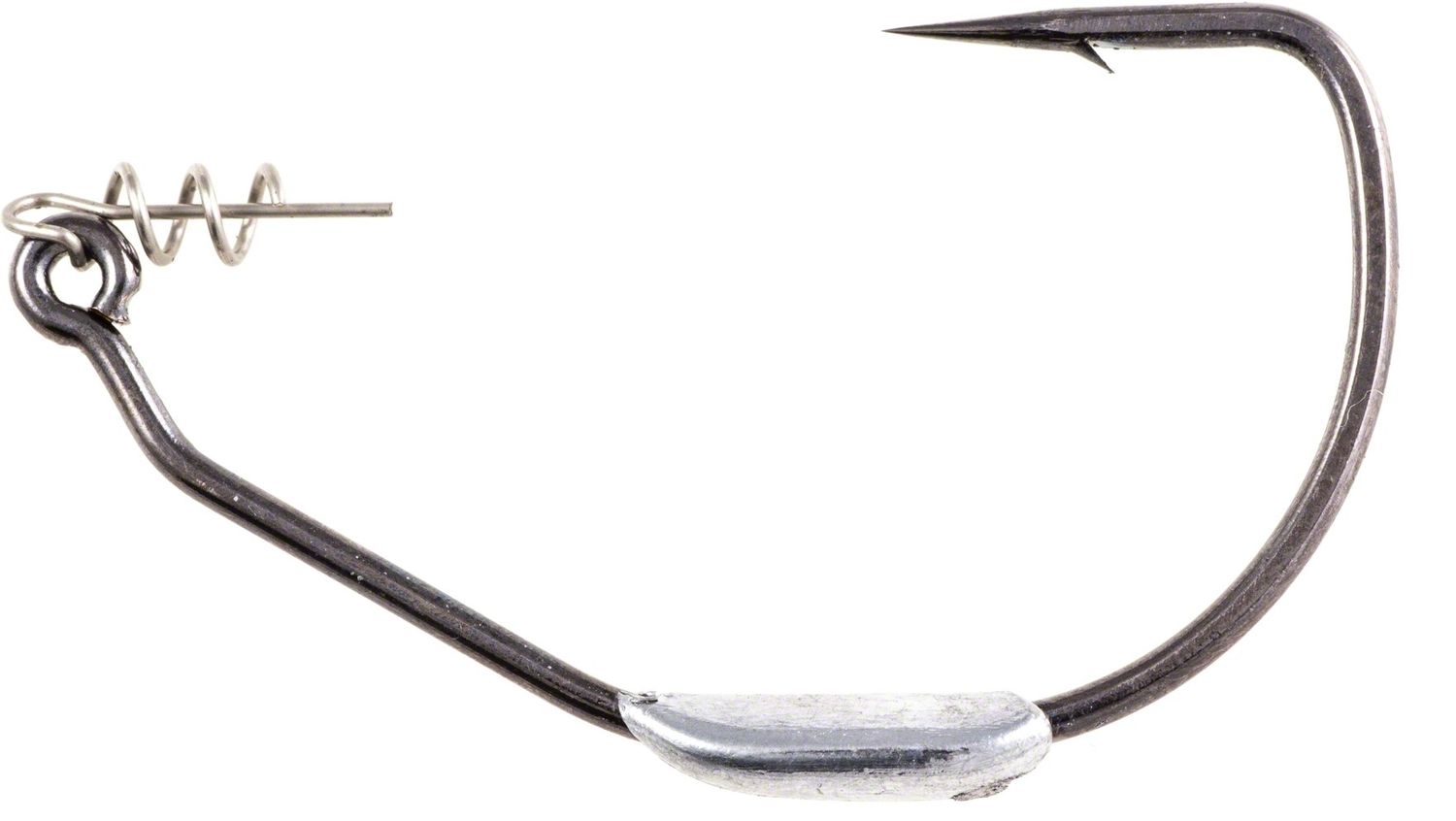 Owner Hooks Weighted Beast Soft Bait Hook with Twistlock Centering-Pin Spring, Needle Point, Forged Shank, Black Chrome, Size 12/0, 2 per Pack, 5130W-